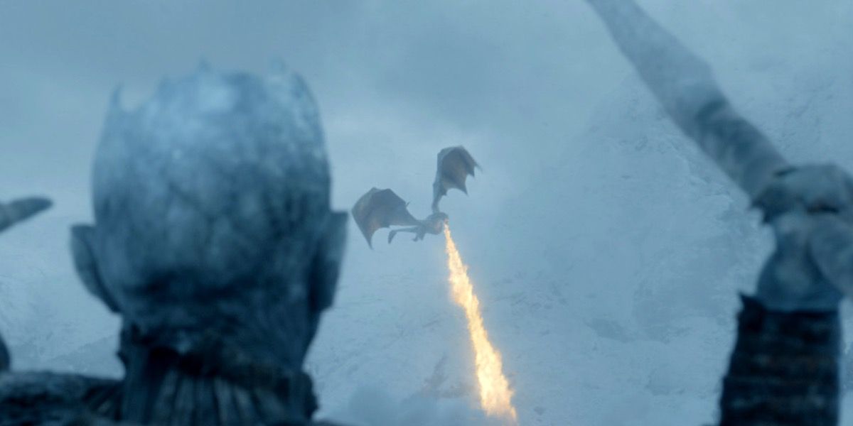 Viserion vs The Night King in Game of Thrones.
