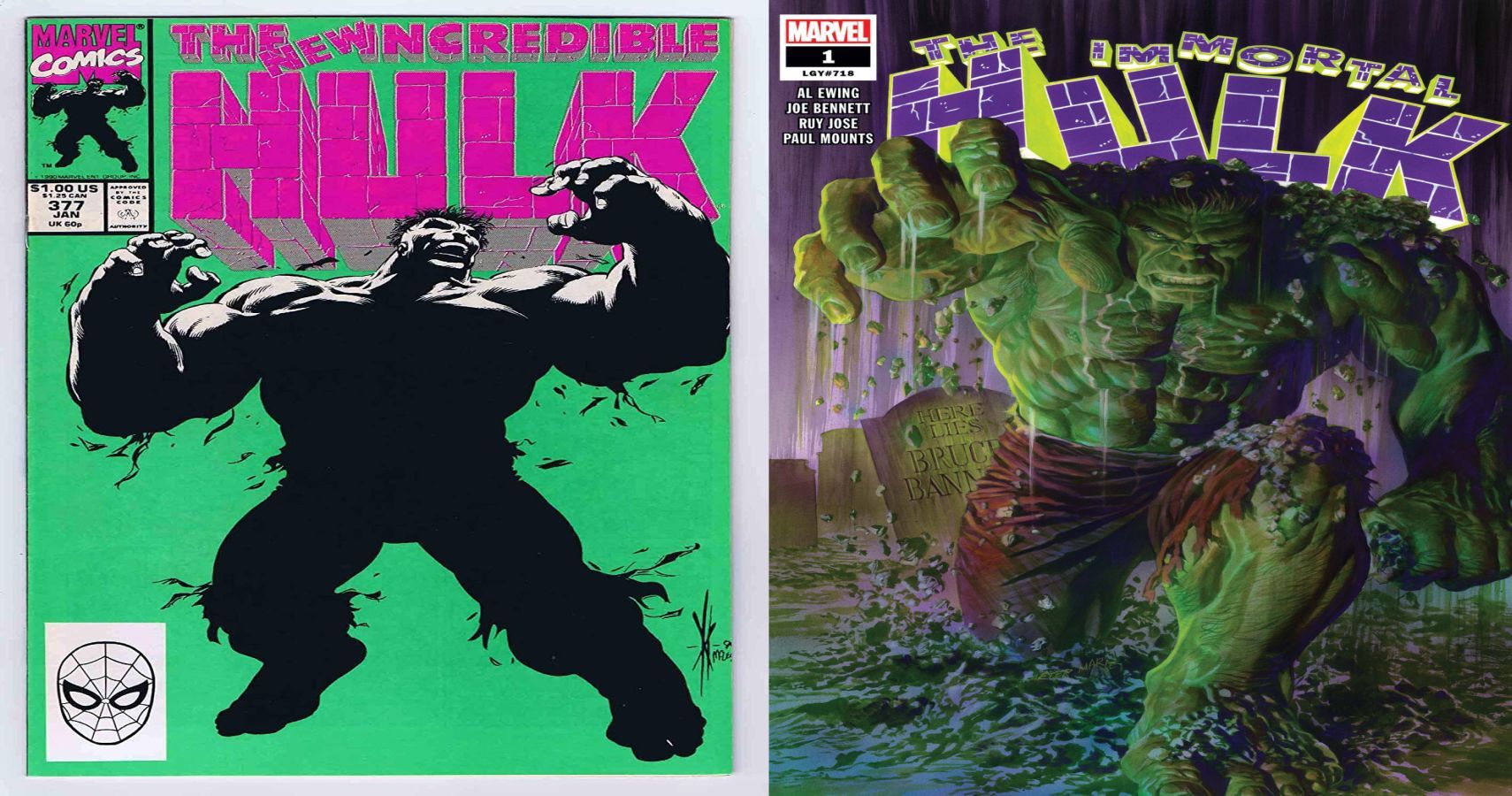 Peter David's Hulk #377 and Ewing's Immortal Hulk #1