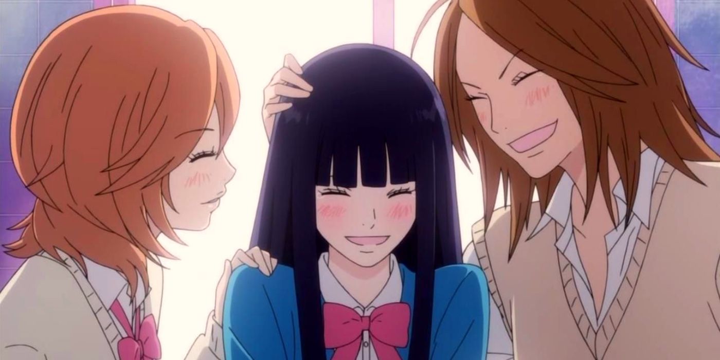 Chizu, Yano, and Sawako happy together in Kimi ni Todoke.