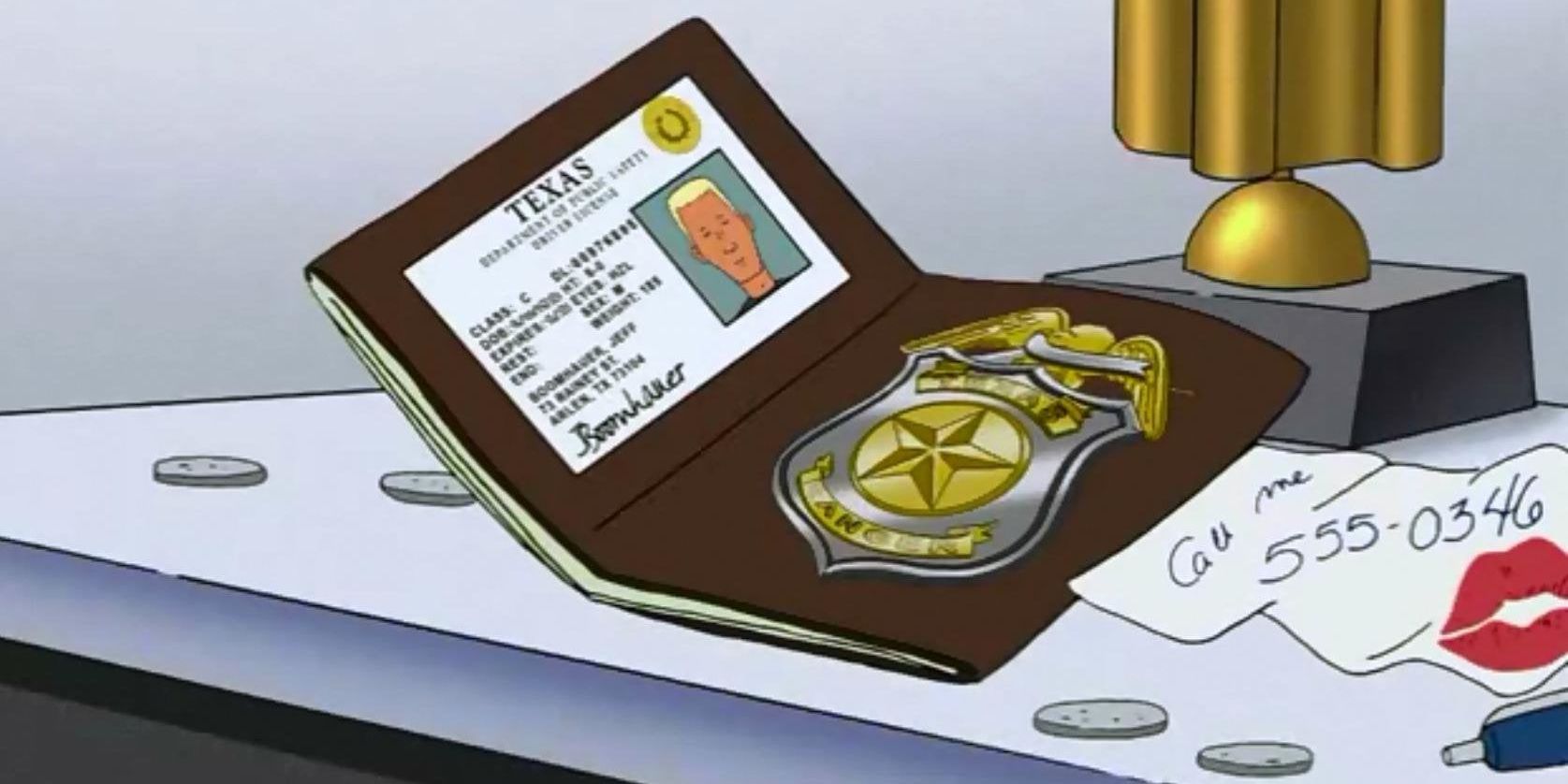 Boomhauer's Texas Ranger badge in King of the Hill.