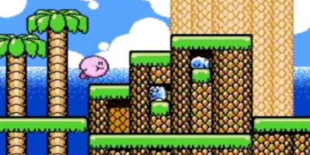 Kirby takes flight in Nintedo's Kirby's Adventure 