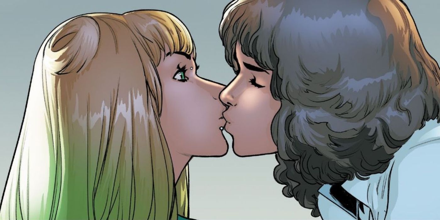 Kitty Pryde kisses a girl in Marauders #12