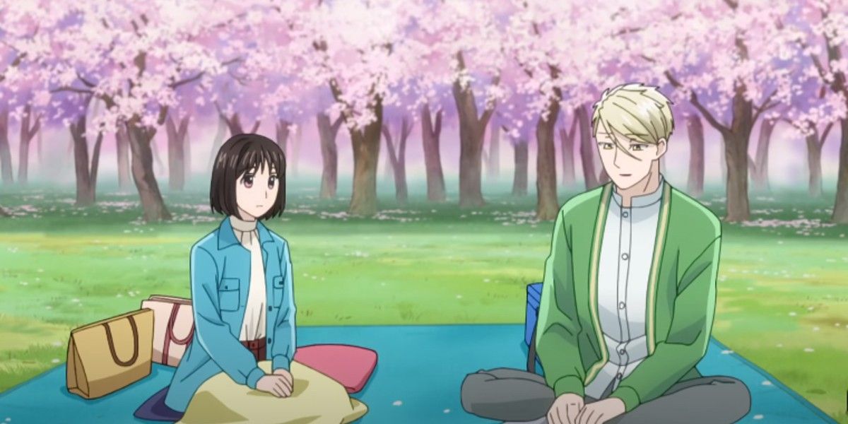 Ryo and Ichika admiring the sakura at a picnic. 