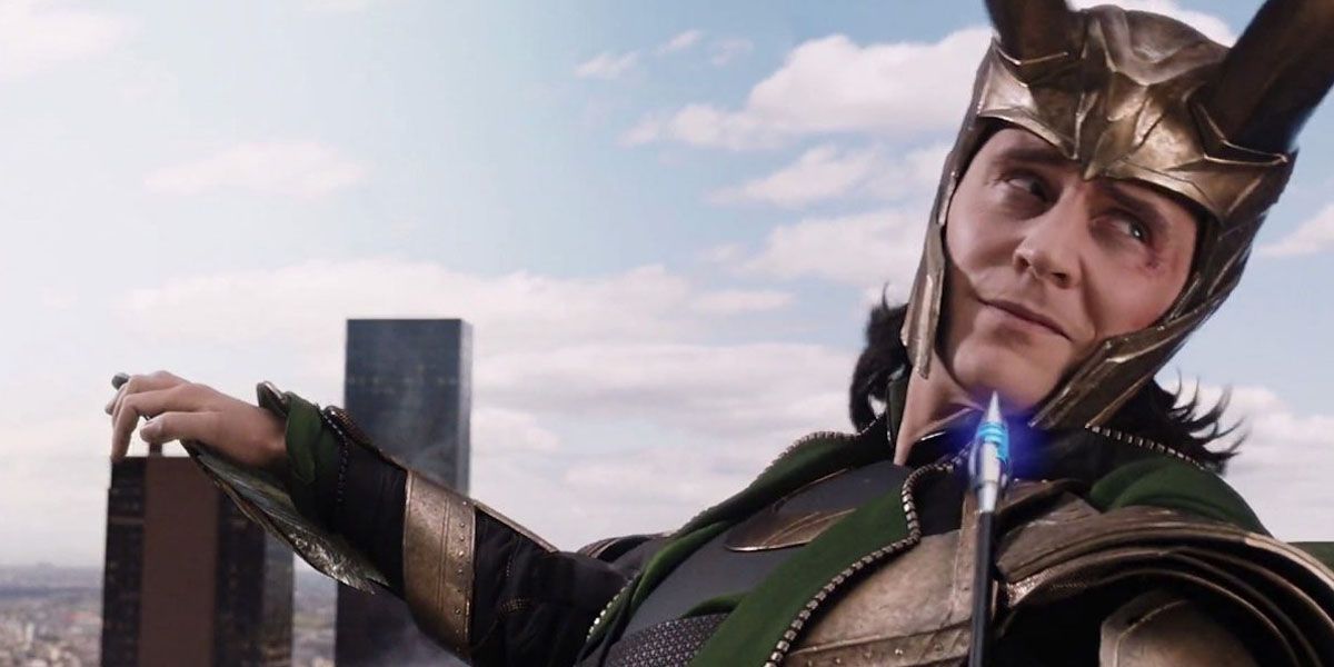 Loki looks back just before Barton's arrow explodes