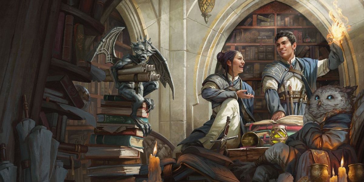 D&amp;D Wizards chatting in a magical Library