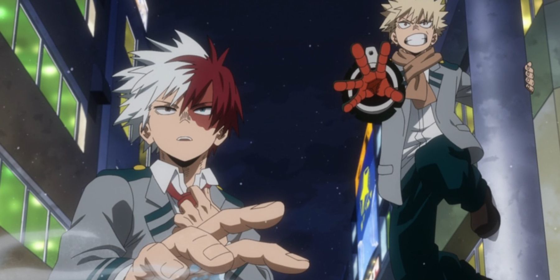 Todoroki and Bakugo Fighting on a cold night MHA