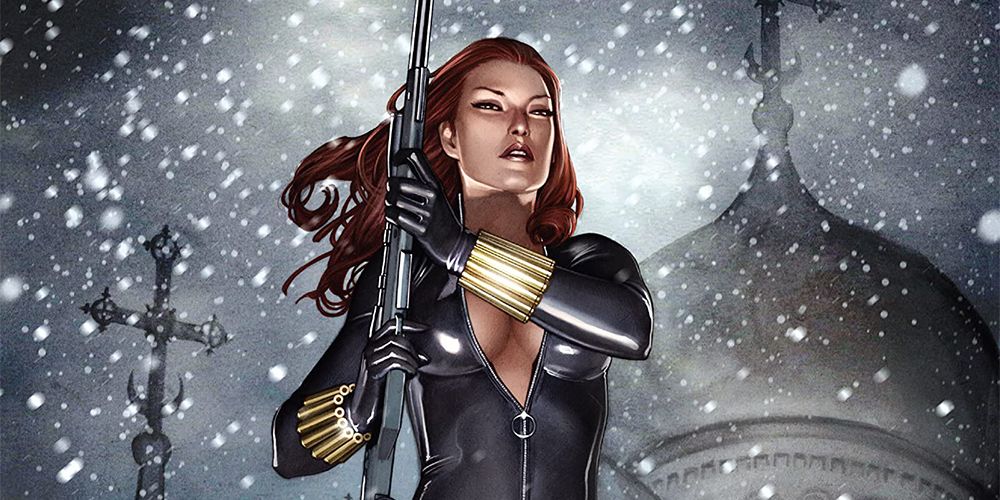 Black Widow with a sniper rifle