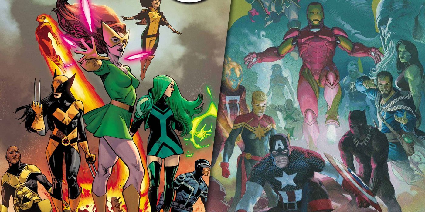 X-Men and the Avengers split image
