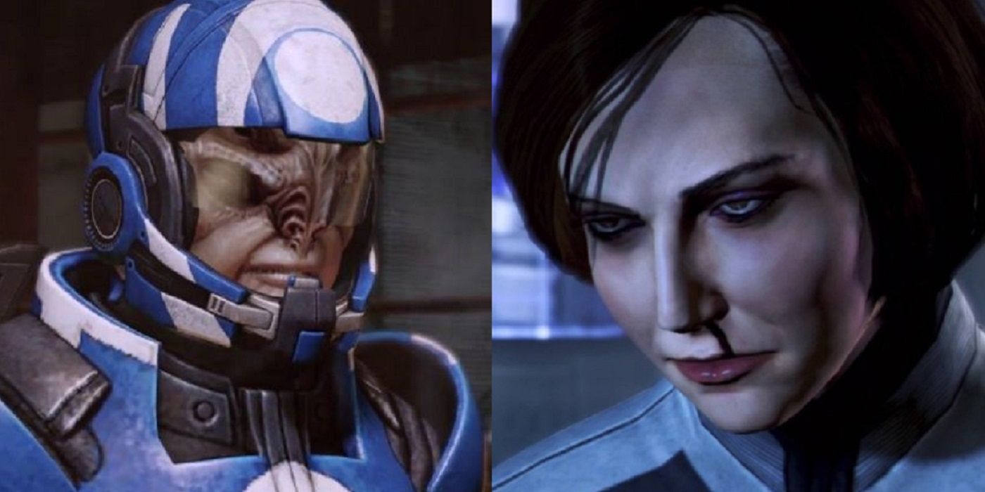two characters from mass effect showing different renegade interrupts