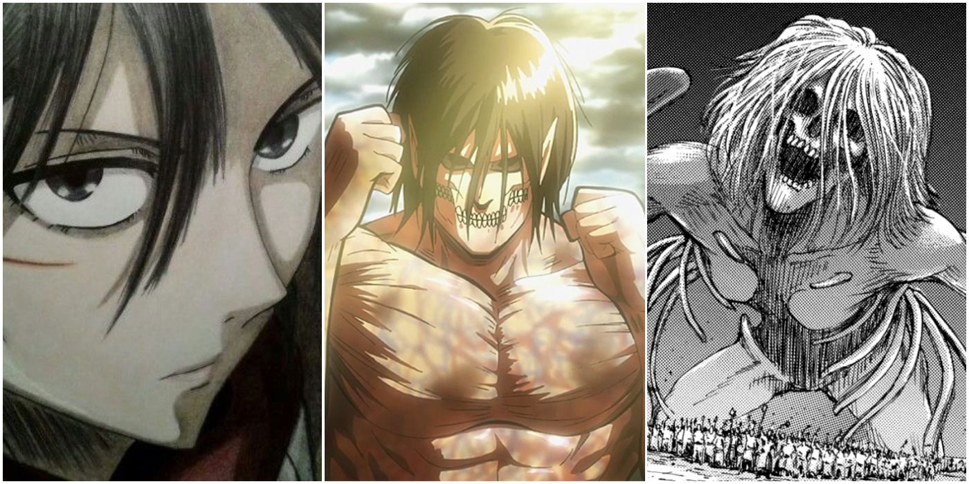 Eren Yeager como Titã vs. Outros Titãs em Attack on Titan