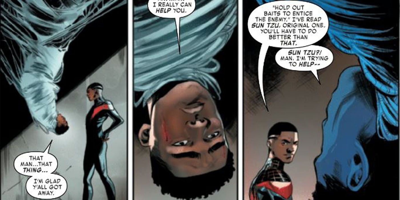 Miles Morales Spider-Man offers to help his clone Selim.