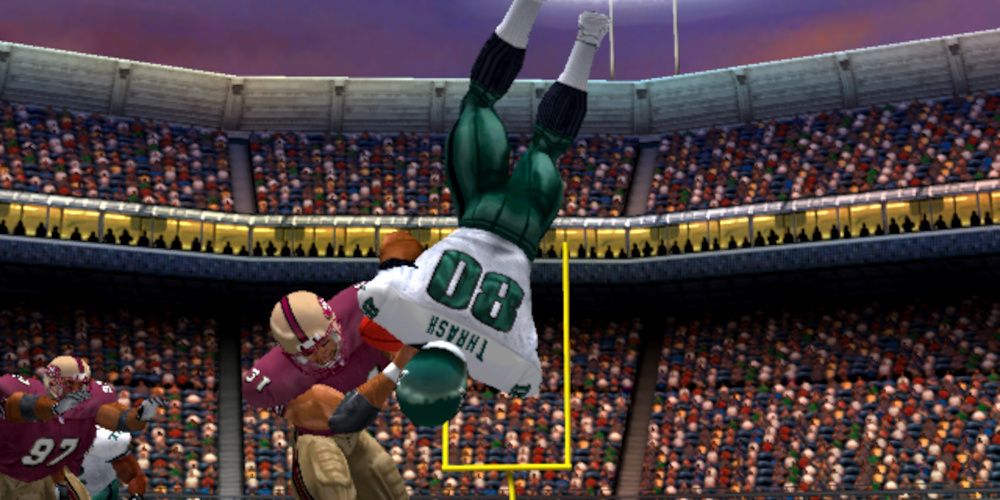 A Screenshot of a wild tackle from NFL Blitz 2002