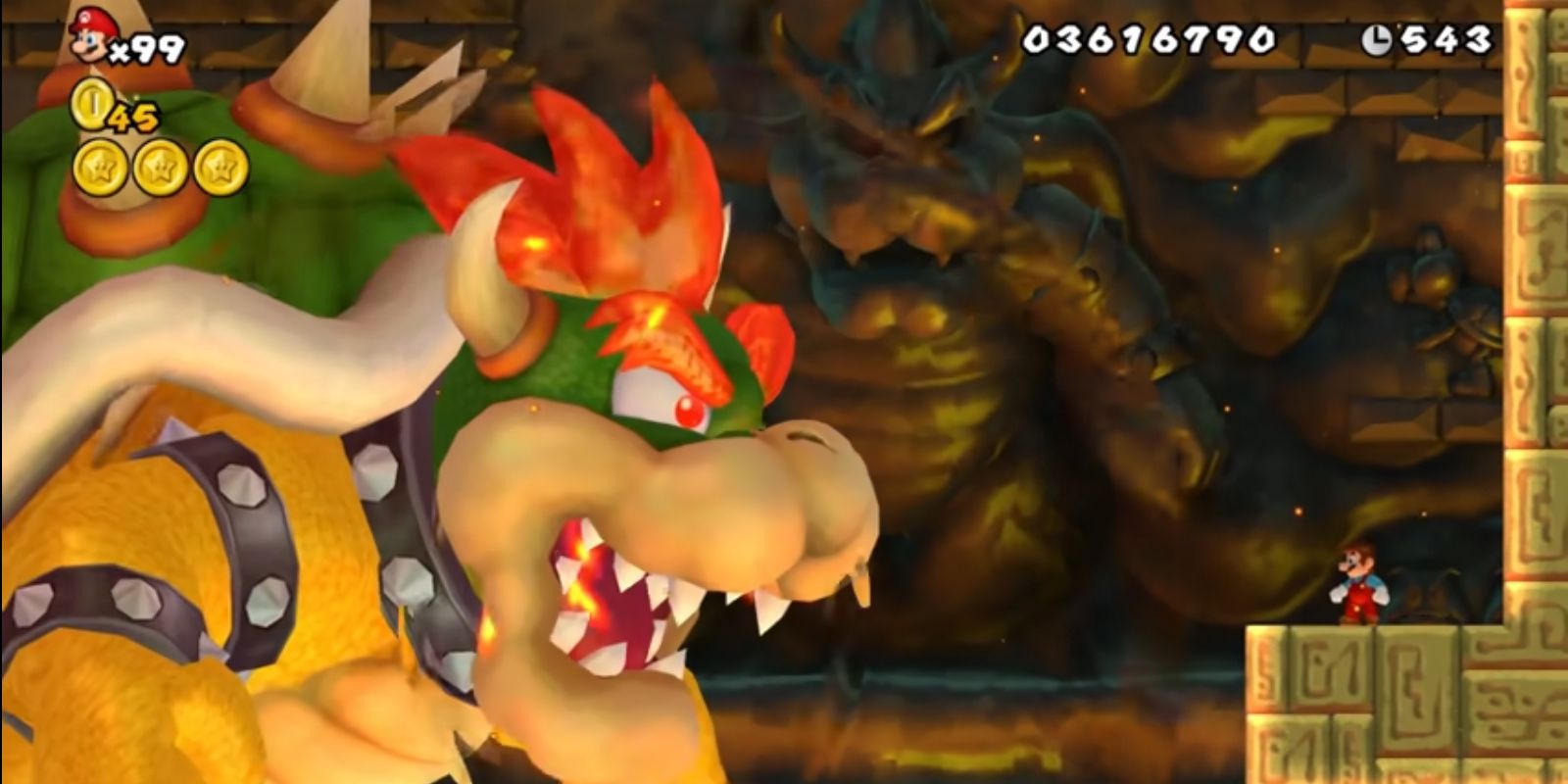 Mario faces Giant Bowser Boss Battle in New Super Mario Bros Wii