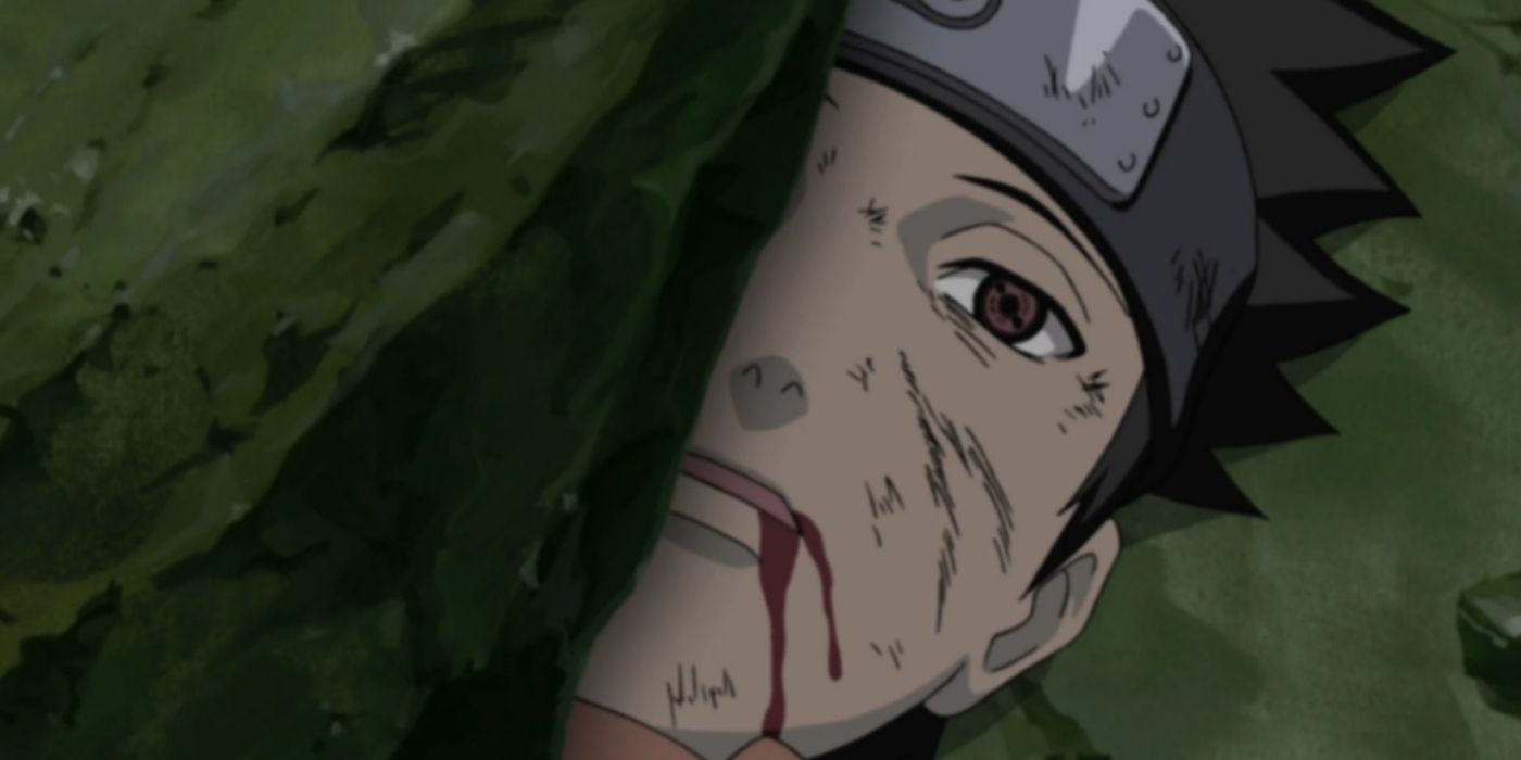 Obito crushed by rocks in Naruto