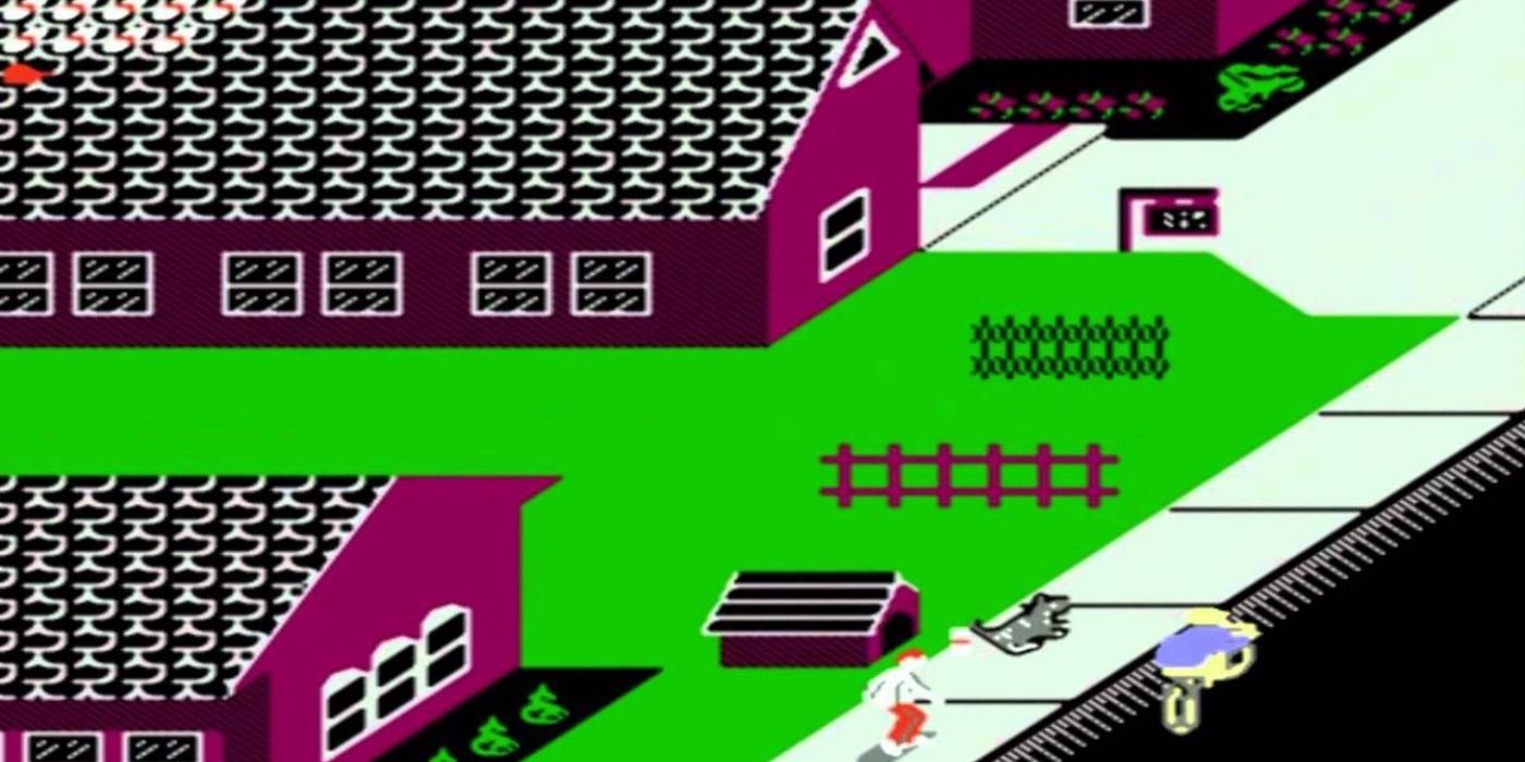 NES game paperboy cycling