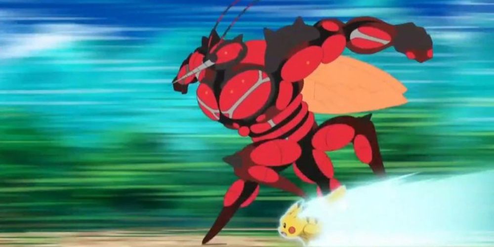 Anime Pokemon Buzzwole Races Pikachu