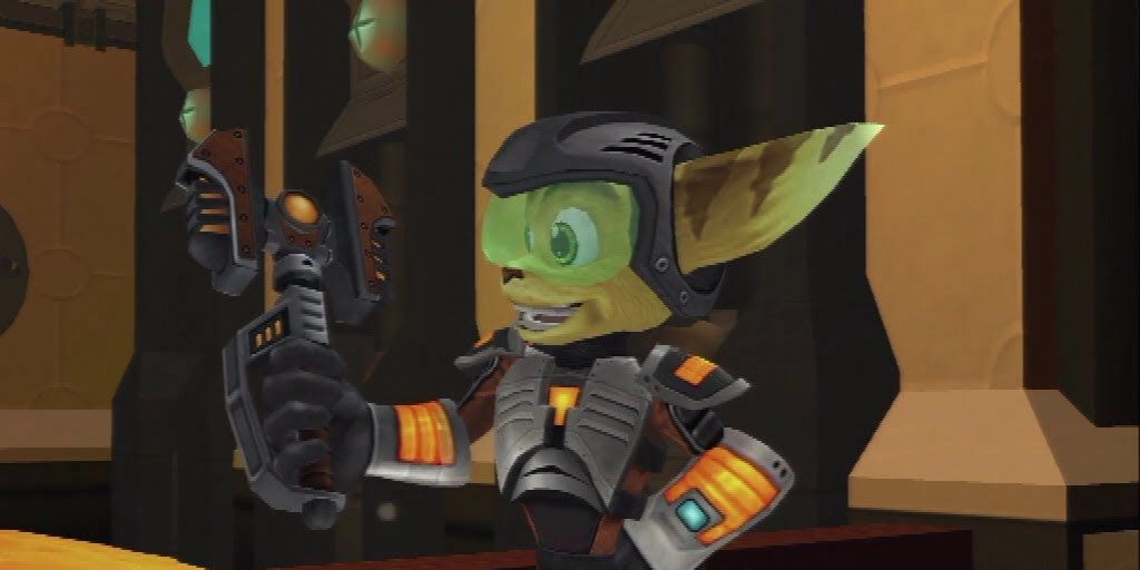 Ratchet And Clank: Ratchet looking at his omniwrench