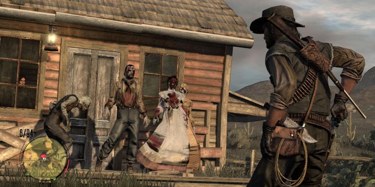 John getting ready to shoot zombies in Red Dead Redemption Undead Nightmare.