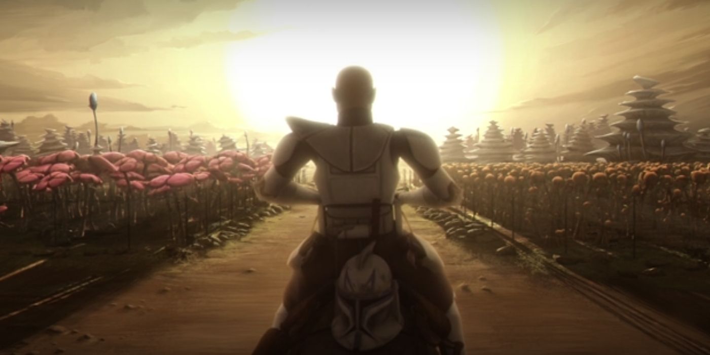 Rex rides into the sunrise Star Wars The Clone Wars