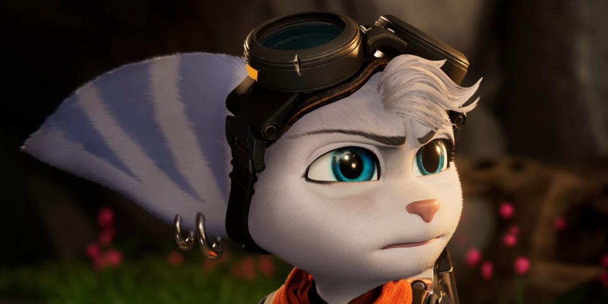 Rivet looking at the enemis on sargarsso in Ratchet &amp; Clank: Rift Apart