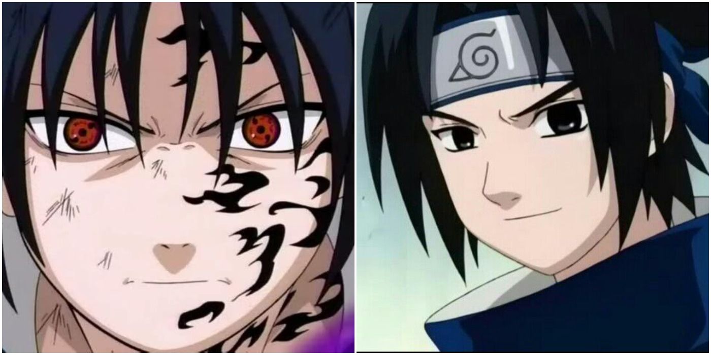 sasuke cursed seal happy sad in Naruto