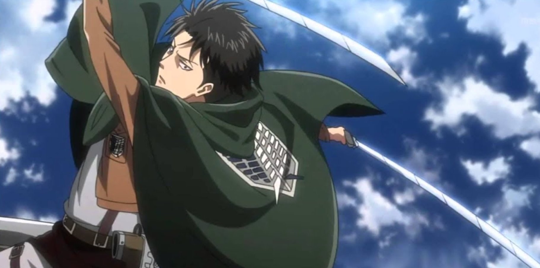 Levi Performing His Spin Attack In Attack On Titan Anime