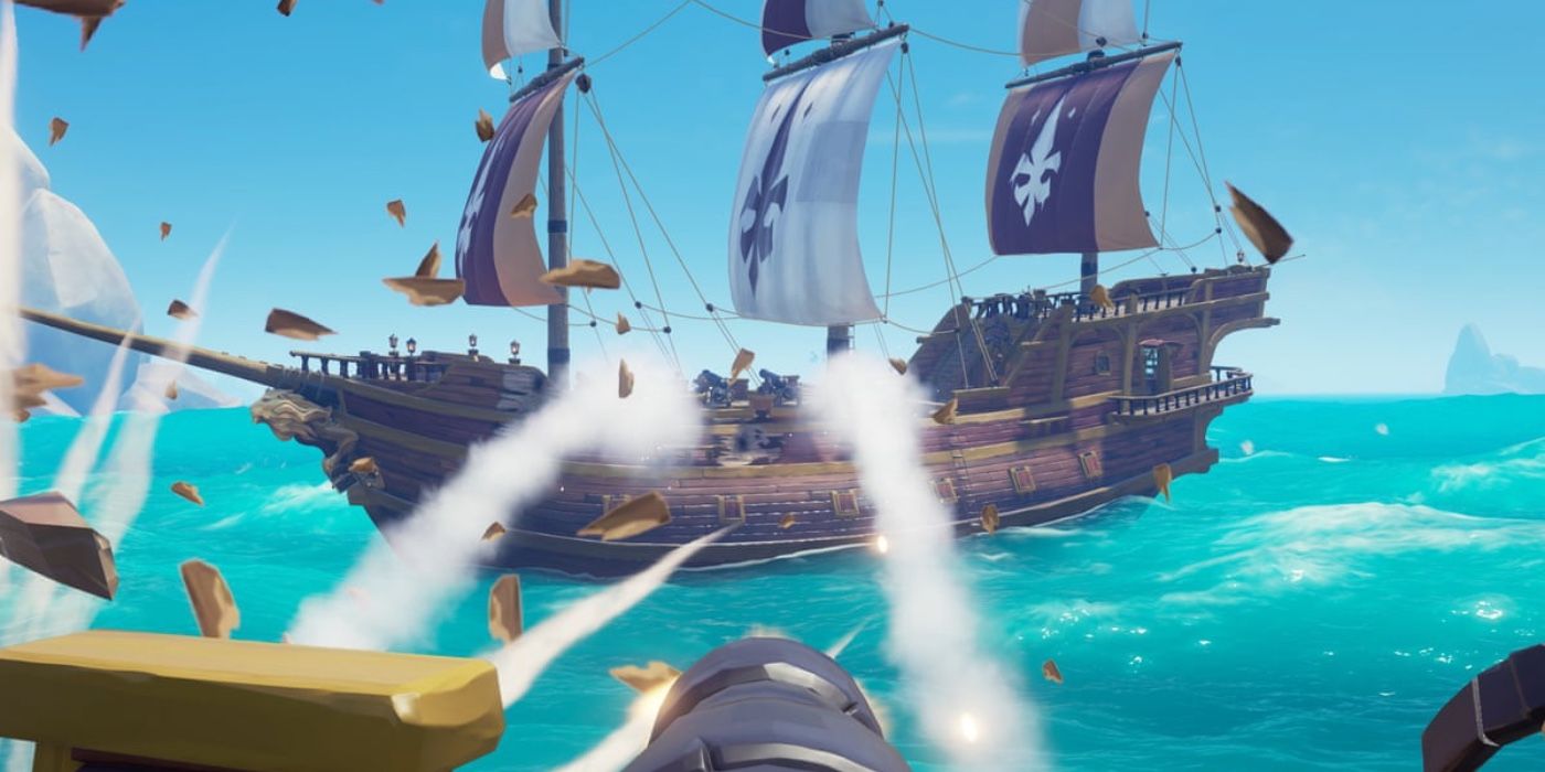 A boat on the water in sea of thieves