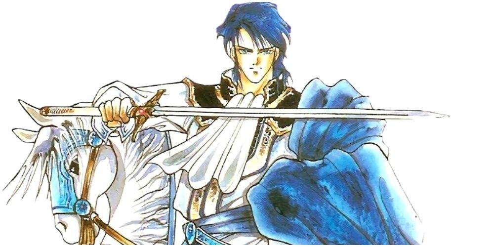 Sigurd with his sword and horse fire emblem 