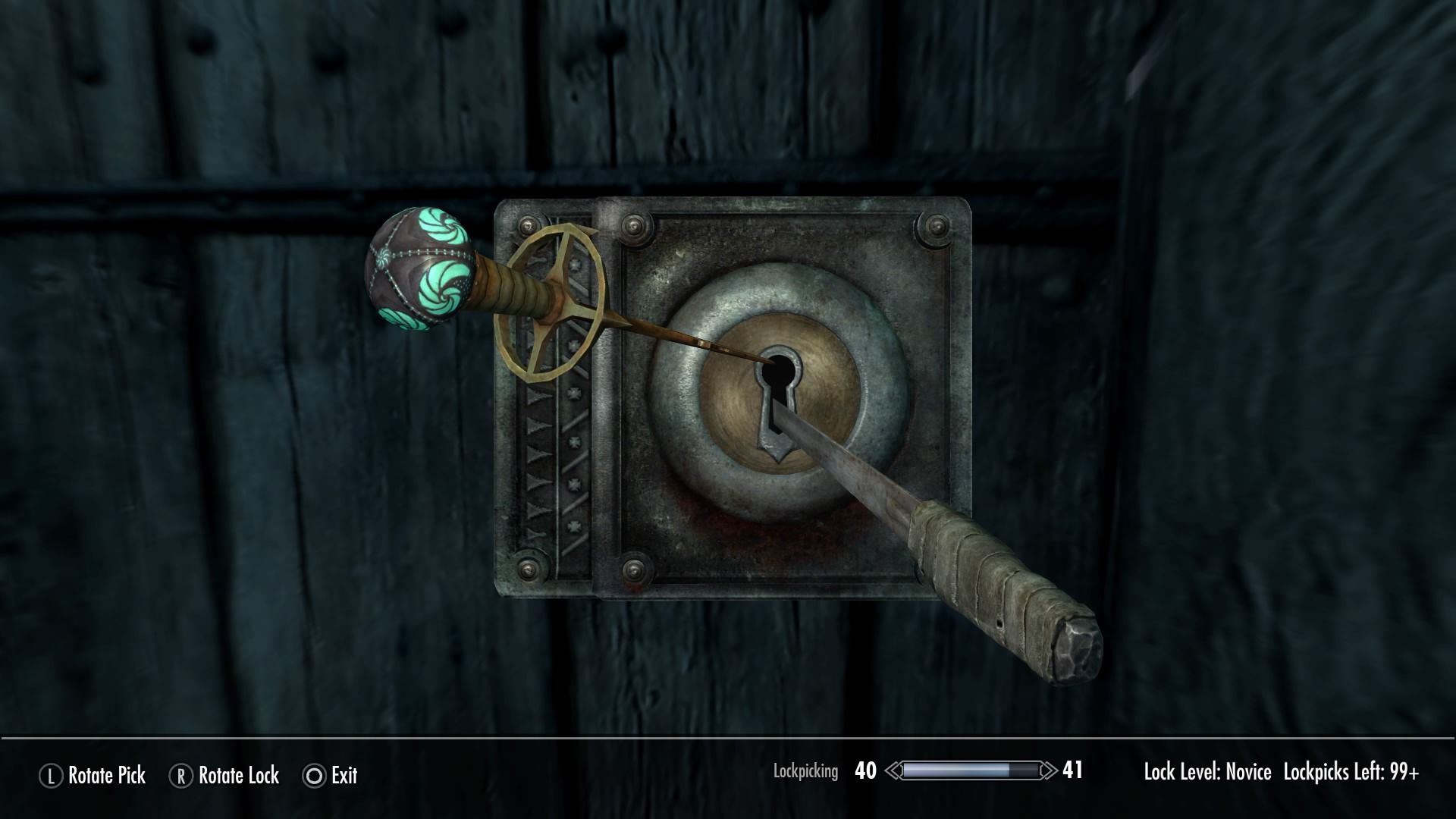 Picking a lock with the Skeleton Key in Skyrim