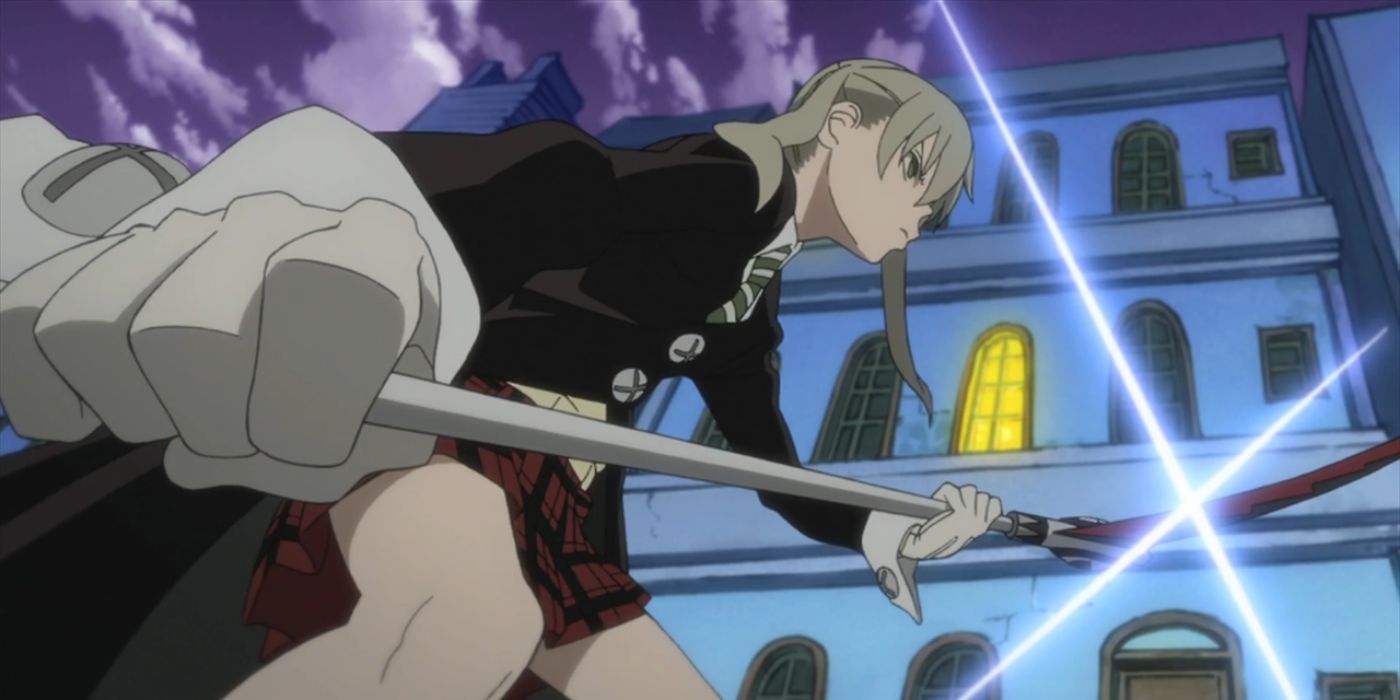 Maka in a battle-ready stance from Soul Eater