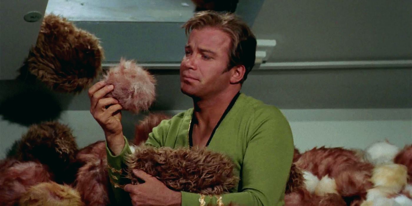 Captain Kirk is half-buried in tribbles in Star Trek: The Original Series, The Trouble with Tribbles