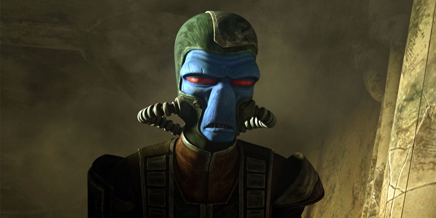 Cad Bane grimacing and partially shadowed. 