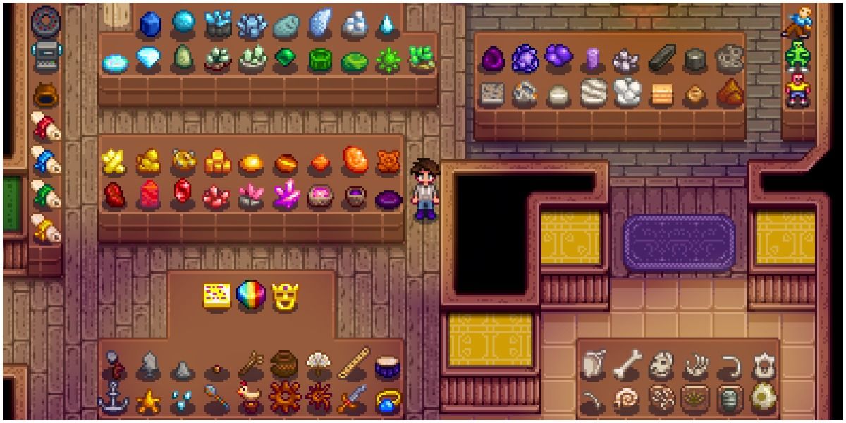 An image of the Museum and its trinkets in Stardew Valley