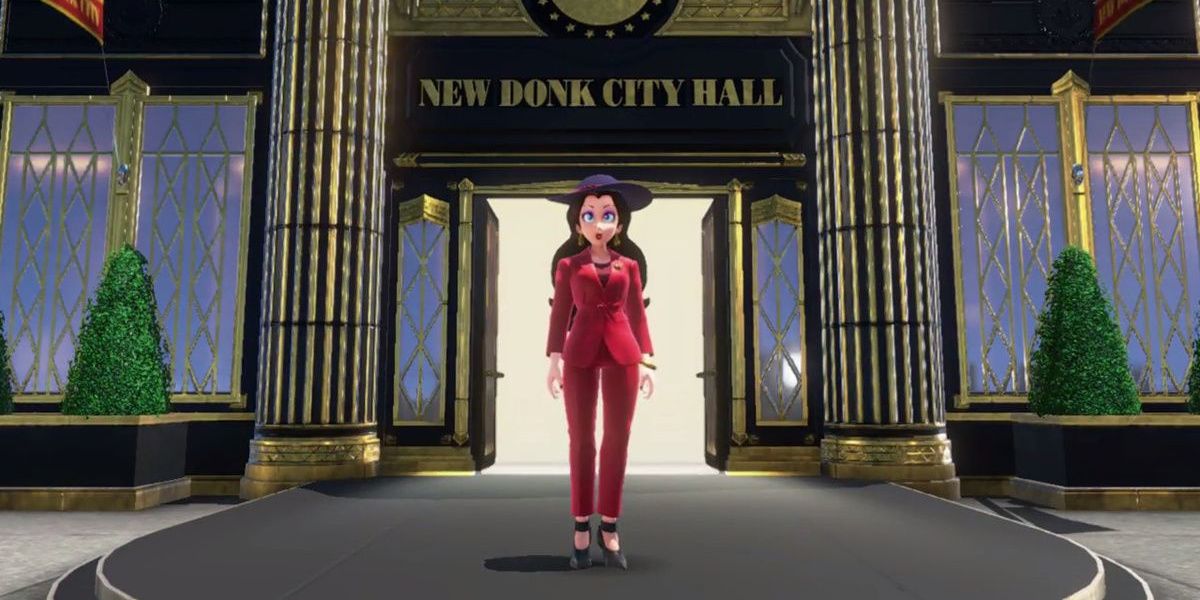 Super Mario Odyssey Screenshot Mayor Pauline Outside New Donk City Hall