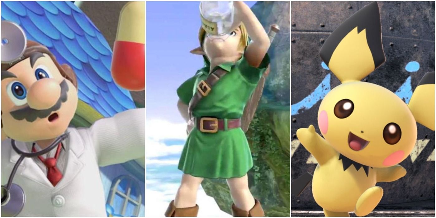 Super Smash Bros Removed Characters Dr Mario Young Link Pichu Trio Header