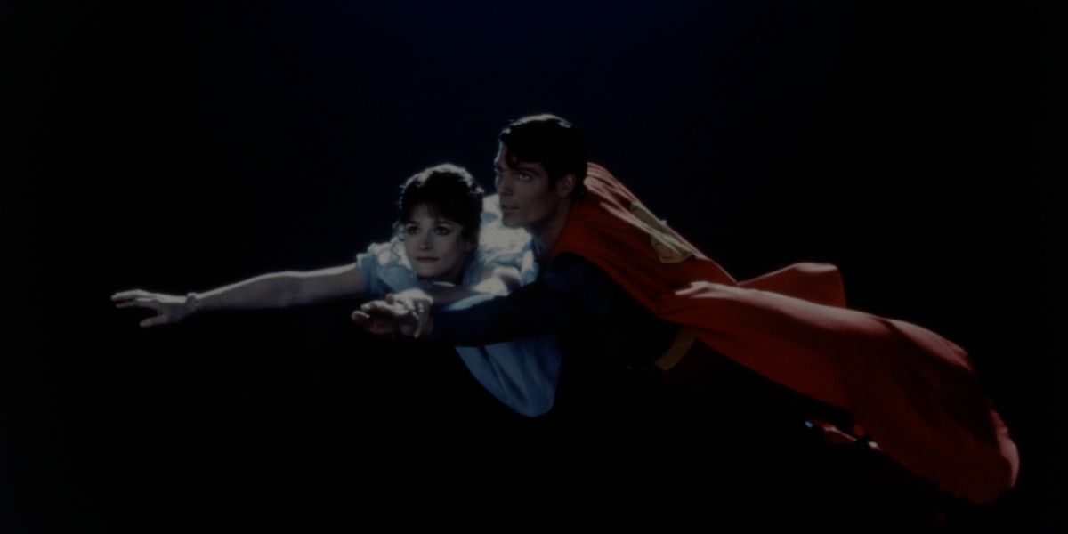 Superman and Lois flying together in 1978's Superman