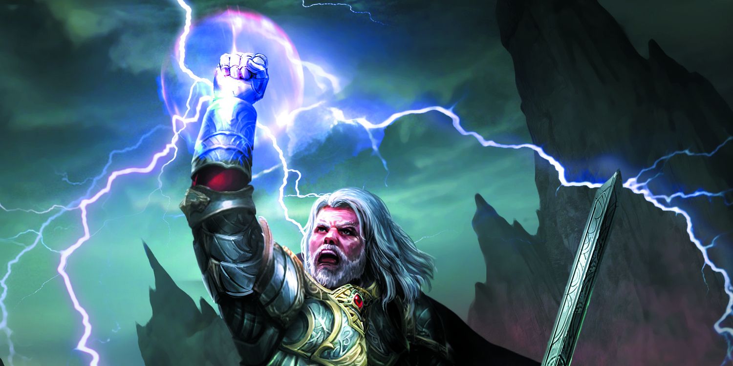 Tempest Domain Cleric drawing on the electrical power of lightning.
