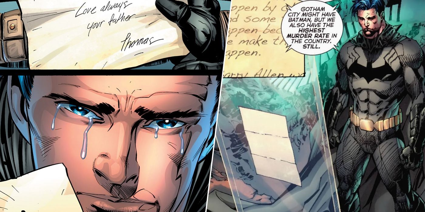 Thomas Wayne's letter to Batman in the Batcave