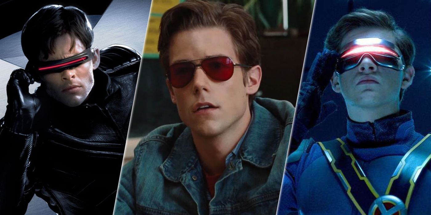 Three live-action versions of Cyclops from X-Men