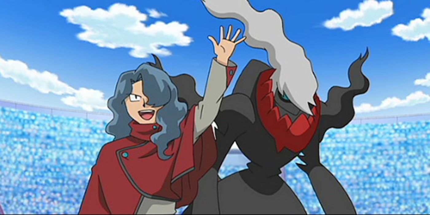 Tobias and his Darkrai at the Lily of the Valley Conference in the Pokemon Anime