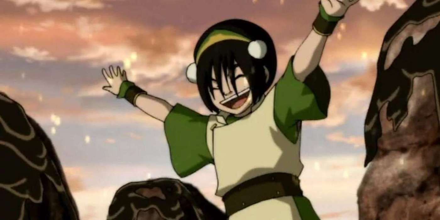 Toph Beifong cheers in the evening light.