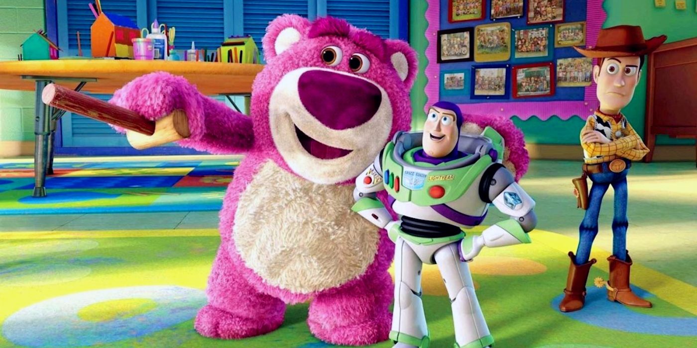Toy Story 3 Buzz Woody (looking disapprovingly) and Lotso