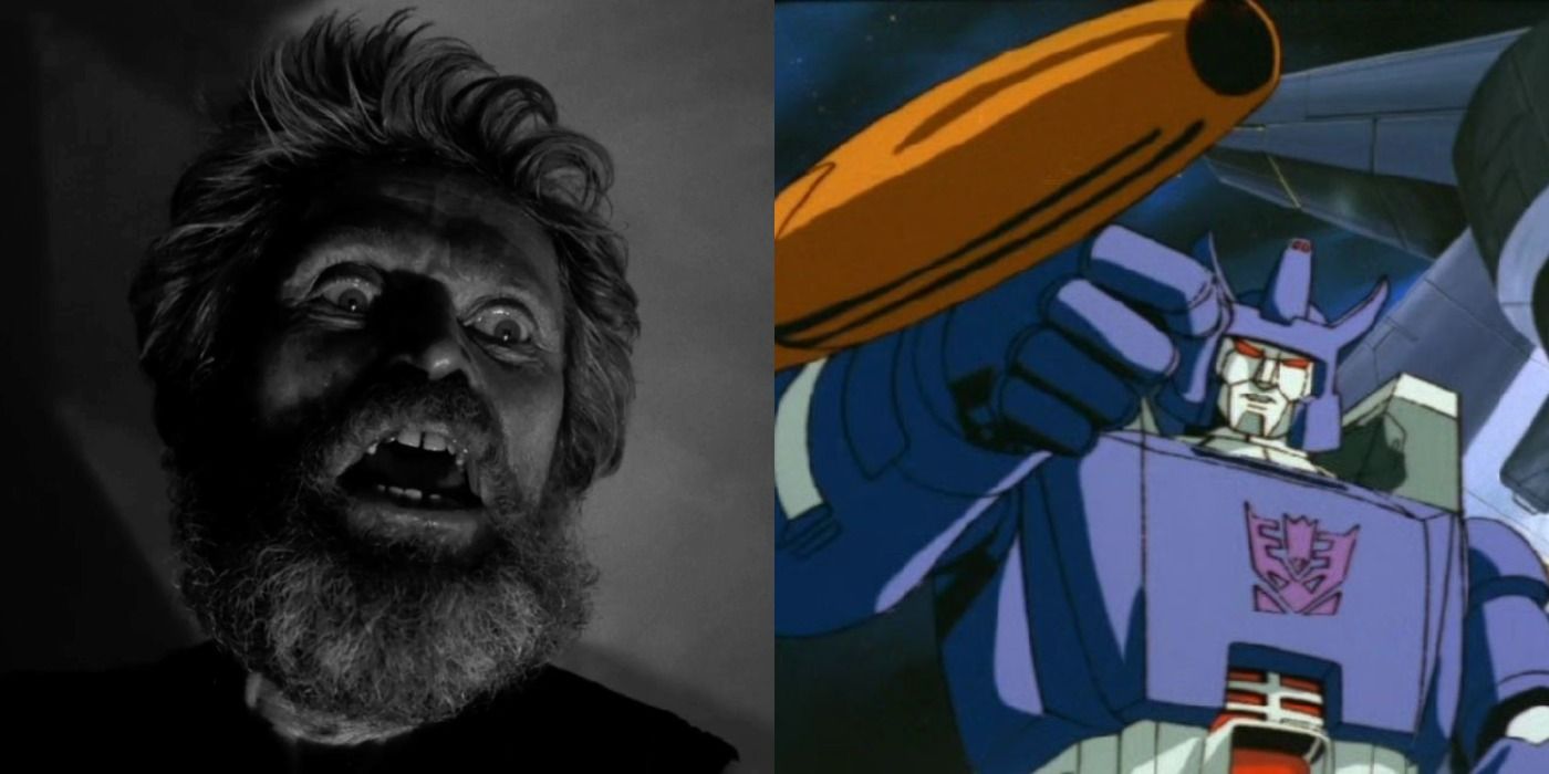 An image of Willem Dafoe in The Lighthouse next to an image of Galvatron.