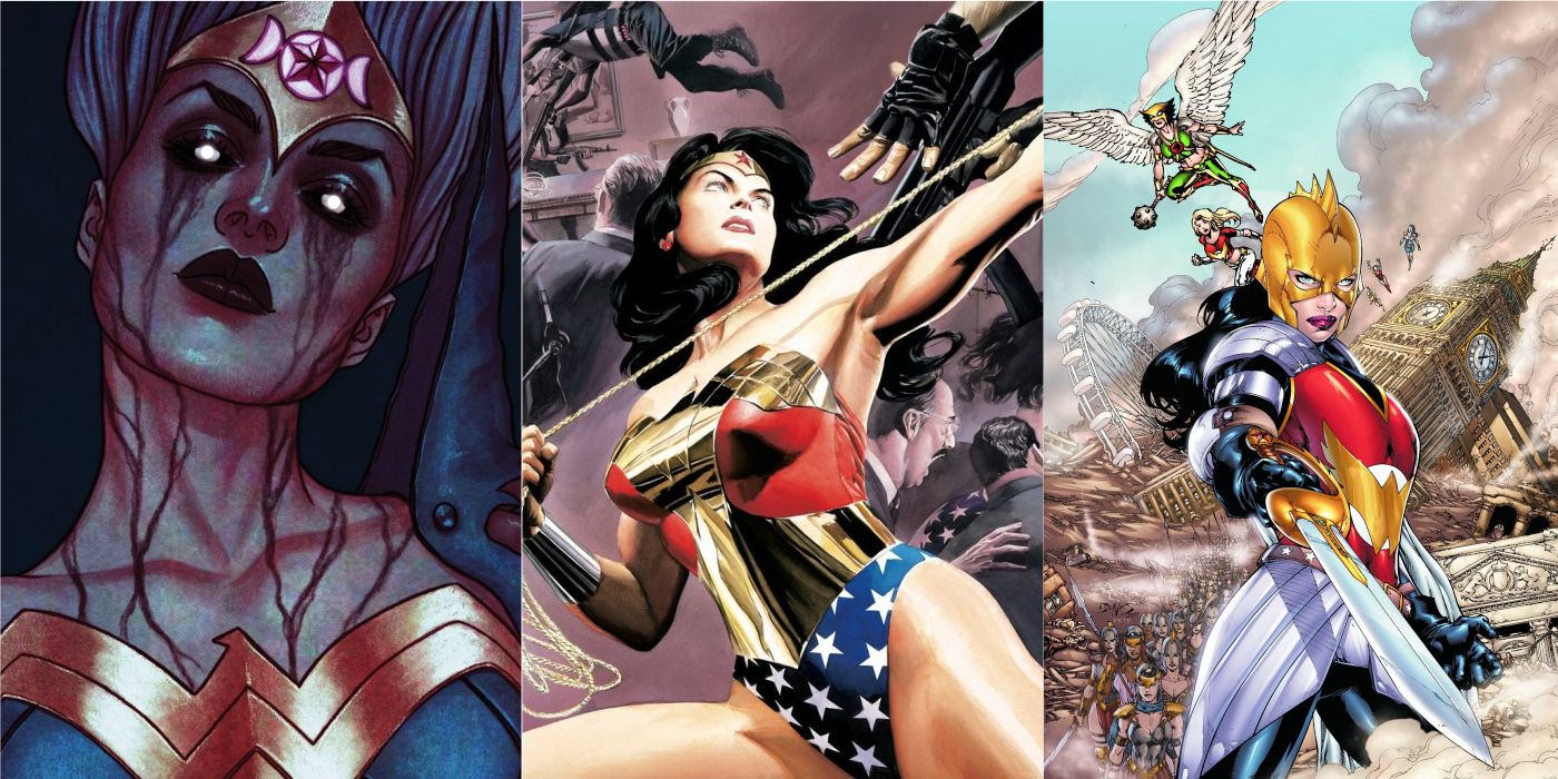 a split image of different wonder woman comic book stills
