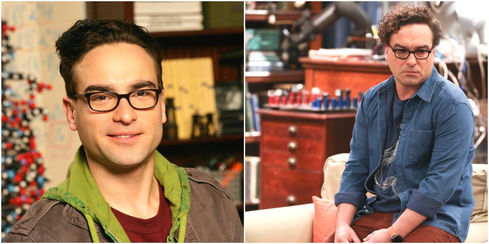 Younger and older versions of Leonard from the Big Bang Theory