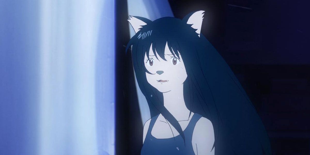 Yuki transforms halfway in wolf children