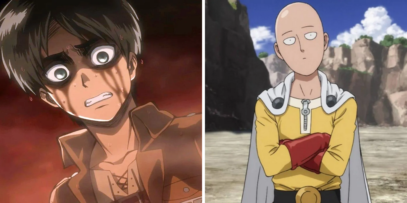 Eren Yeager angry & Saitama crossing his arms