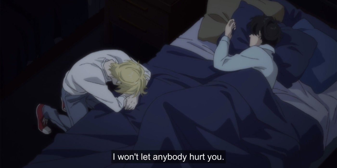 Ash tells Eiji he won't let anyone hurt him