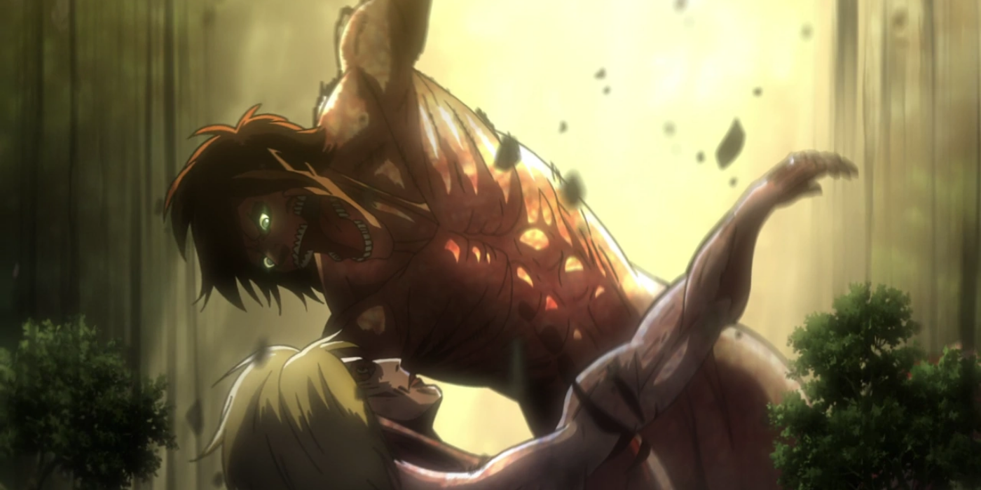 Attack Titan vs Female Titan in the anime Attack on Titan