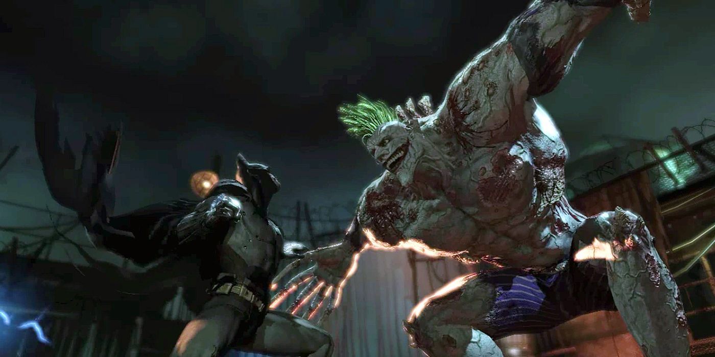 Batman Fighting a Titan Infused Joker in Batman Arkham Asylum